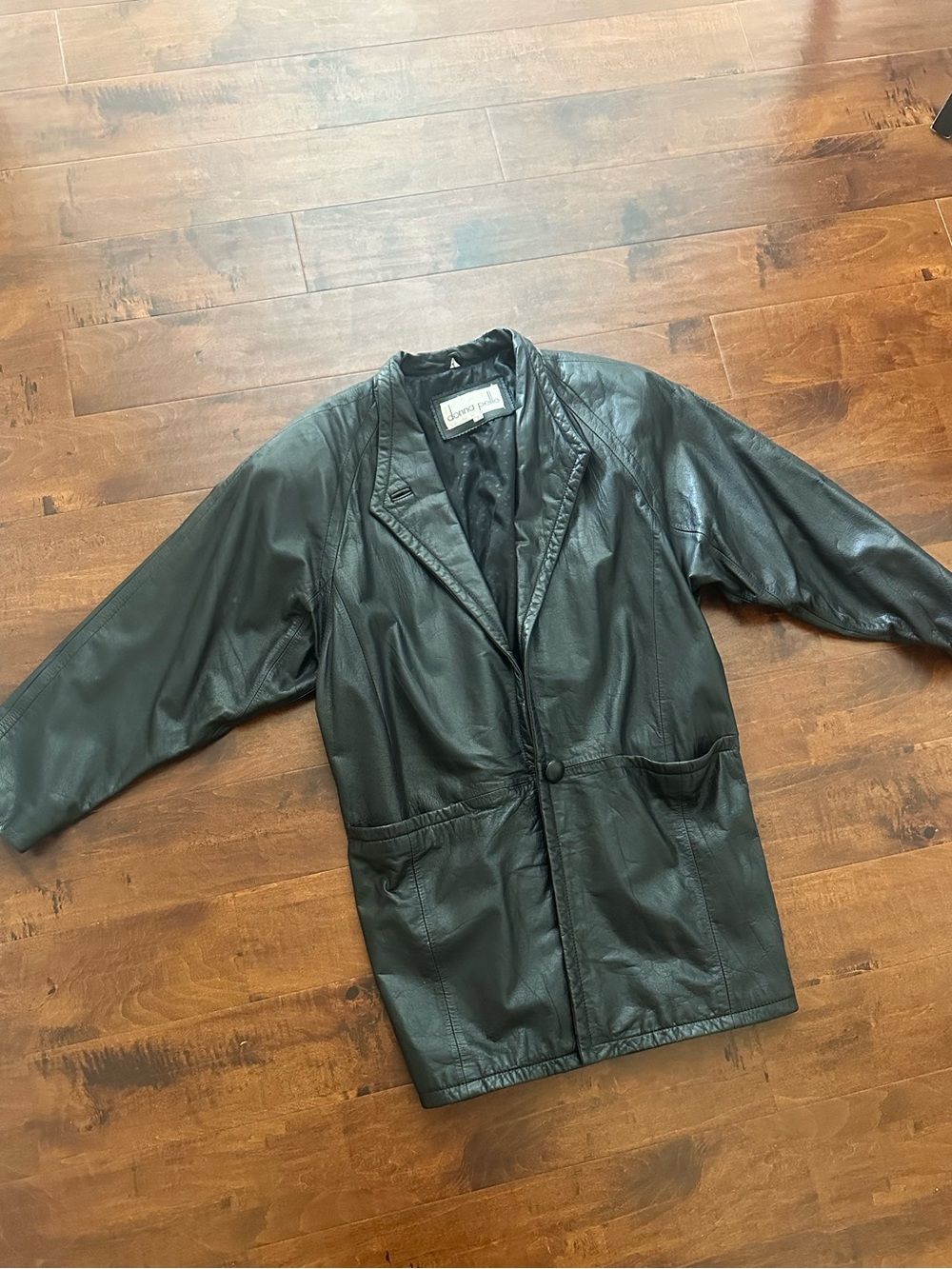 Vintage Black Genuine Leather Donna Pelle Jacket